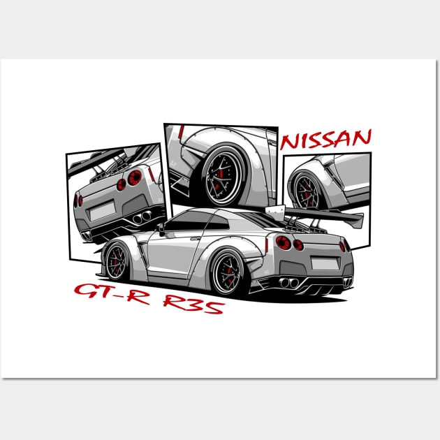 Nissan GTR R35, GT-R, JDM Car Wall Art by T-JD